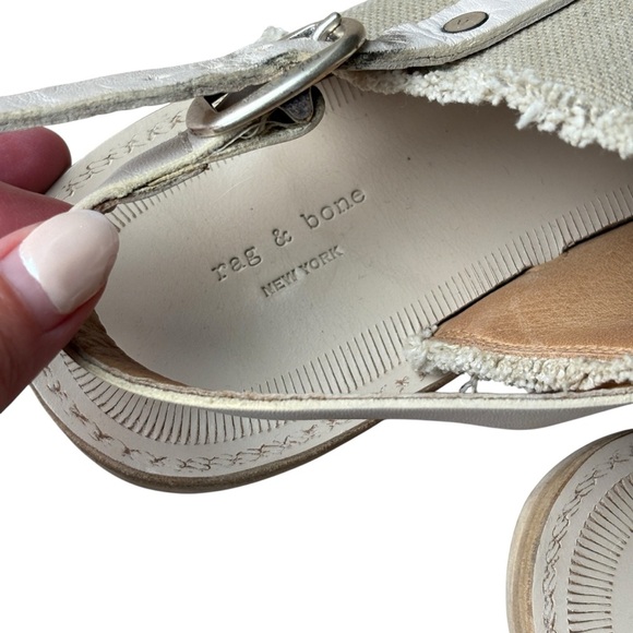 Rag & Bone Claire Thong Canvas Raw-Edge Trim Slingback Sandals Size 38 US 8 - Picture 4 of 9
